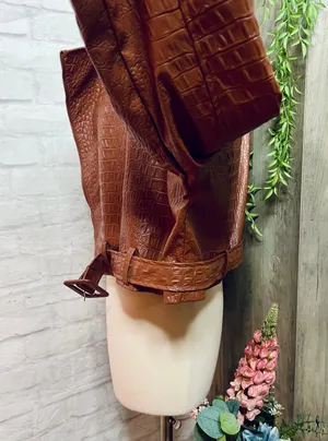 NEW Crocodile Moto Jacket Brown thumbnail 5
