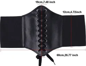 NEW Black Faux Leather Lace-Up Corset Waist Belt Goth Witch Halloween Costume Outfit thumbnail 14