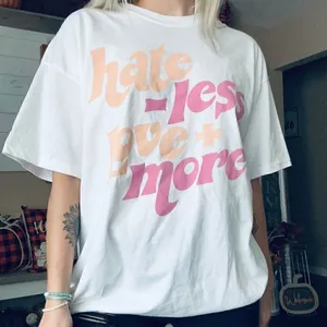 Love Tribe Hate Less & Love More Retro Bohemian Oversized T Shirt thumbnail 3