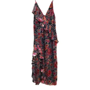 Jill Stuart Ruffled Floral 3D Velvet Floral Maxi Dress Size 6 thumbnail 3