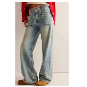 NEW Free People We the Free Palmer Cuffed Baggy Jeans Size 27 thumbnail 2