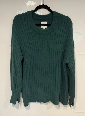 Green Ribbed Crewneck‎ Aerie Buttercream Sweater thumbnail 1