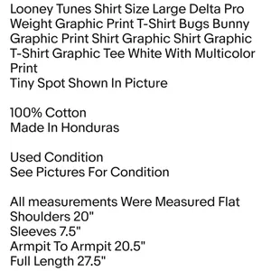Looney Tunes Shirt Size Large Graphic Print T-Shirt Bugs Bunny Graphic Print Unisex thumbnail 2