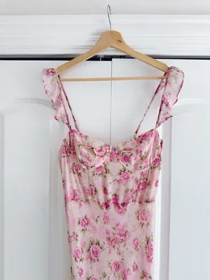 ASTR The Label Alcina Polka Dot Maxi Dress Pink Multi Floral thumbnail 11