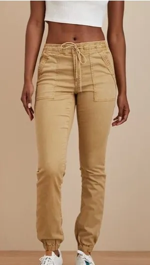 American Eagle Taupe Drawstring High Jegging Jogger Pants thumbnail 1