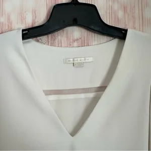 Cooper & Ella White V Neck Cold Shoulder Long Sleeve Double Layer Blouse Size M thumbnail 6