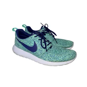 Nike Roshe Run ID Custom Sneakers Specked Seafoam Green Navy Athletic thumbnail 1