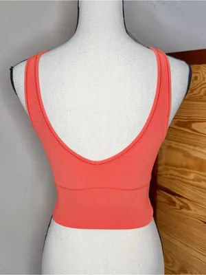 Lululemon Power Pivot Ribbed Tank Top Shirt Warm Coral Orange 4 W1CQMS thumbnail 2