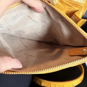 Brahmin Yellow Croc Embossed Crossbody Zip Top Turn Lock Gold Hardware thumbnail 5