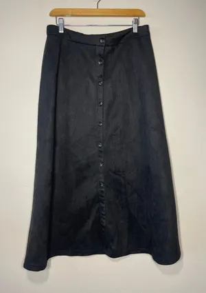 YAL New Black Faux Suede Fall Skirt Whimsigoth Grunge Y2K L thumbnail 1