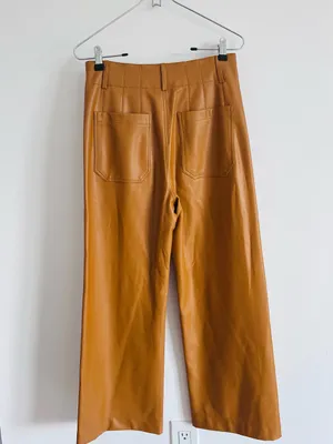 Maeve Anthropologie Colette Faux Leather Pants 27 • Camel Wide Leg thumbnail 4