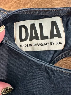 DALA Deep Dive Blue Denim Open Back Mini Dress Size 30 thumbnail 3