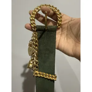 Vintage Dame Belt and Bag Green Suede Leather Belt Size‎ L Womens Genuine 36.5" thumbnail 7