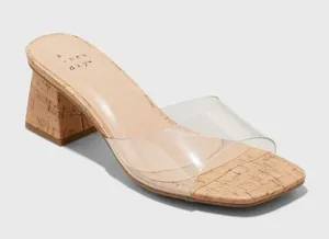 A New Day Harlow Transparent strap & cork block heel Mules thumbnail 1