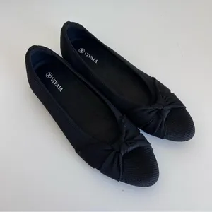 Vivaia Women's‎ Bibi Pointed-Toe Bow Flats (Azura) in Black thumbnail 1