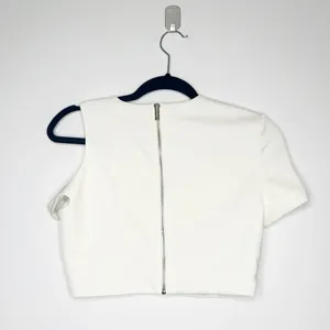 House of CB One Shoulder Short Sleeve Crop Top Women's White Size Small thumbnail 3