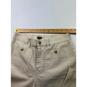 J.Crew High Rise Wide Leg Utility Patch Pocket Pants Beige Cream 27P Petite thumbnail 3