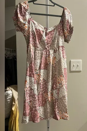 Hem & Thread Pink and Silver Puff Sleeve Sundress thumbnail 1
