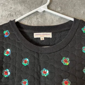 Opening Ceremony Sequin And Bead Embellished Sweater‎ Size Medium Black Floral thumbnail 5