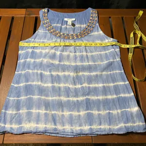 Style & Co. Blue and White Sleeveless Top size 12 thumbnail 4