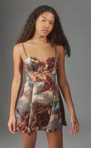 Urban Outfitters Renaissance Art Print Bustier Mini Dress Size Small Corset thumbnail 1