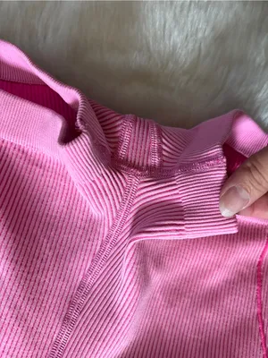 Aeropostale Pink Ribbed High-Waist Athletic Shorts thumbnail 2