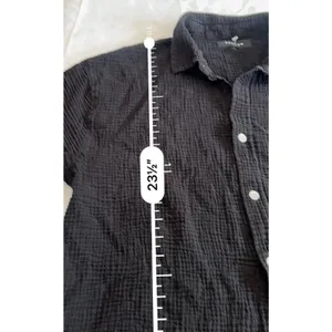 PacSun Women's Black Cropped Boxy Gauze Camp Shirt Large Button Up Resort thumbnail 7