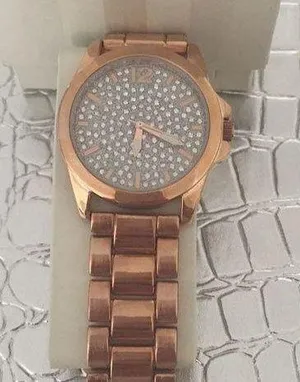 Rose gold watch with crystal encrusted face. thumbnail 1