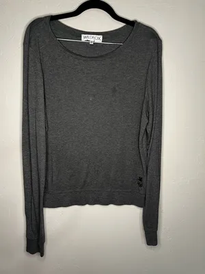 Wildfox Baggy Beach Jumper Charcoal Gray‎ Green Long-Sleeve Sweatshirt thumbnail 2