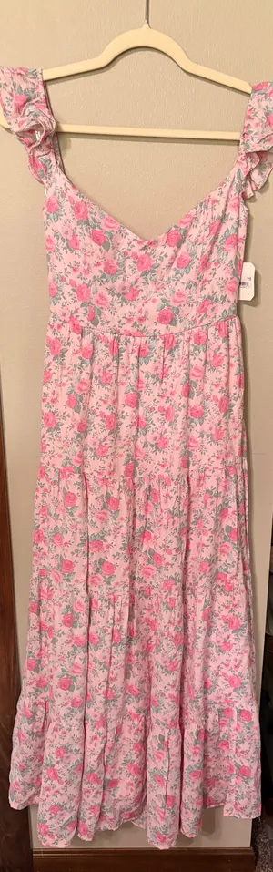 Altar'd State Pink floral, long dress thumbnail 1