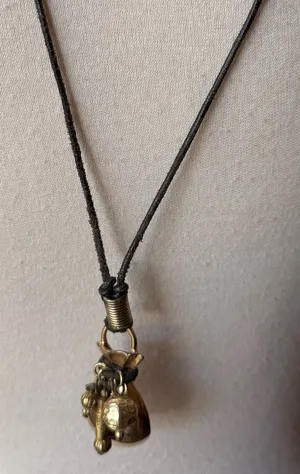 Cord Necklace with Brass Charm Pendant thumbnail 1