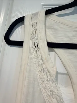 NWOT Free People We The Free Size M Cream Crochet Trim Racerback Layer Tank Top thumbnail 4