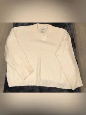 Abercrombie & Fitch The A&F Madeline Crew Sweater in Cream Large New with tag thumbnail 7