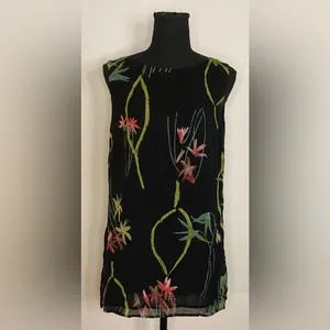 Coldwater Creek- Black and floral‎ tank top Size M/L thumbnail 2