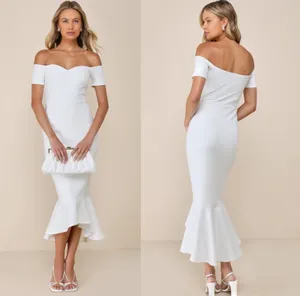 Lulus How Much I Care Ivory Off-the-Shoulder Dress Mermaid Wedding Party Large thumbnail 2