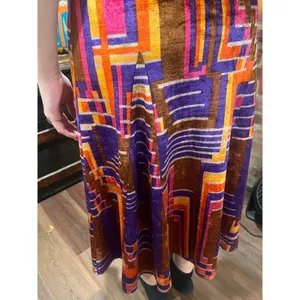 American Vintage Vintage Psychedelic Geometric Velvet Maxi Dress Purple Orange thumbnail 9