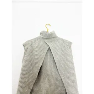 Zara Open Back Cozy Knit Vest Size Small Cream High Neck Chic Quiet Luxury thumbnail 11