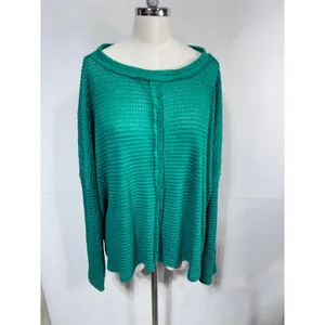 Zenana Waffle‎ Knit Sweater Boho Cottagecore Slouchy Pullover Women's L/XL thumbnail 2