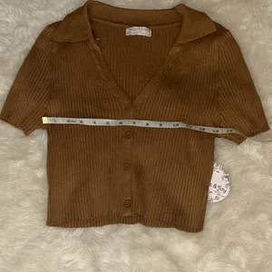 Brown Ribbed Crop Top with collar Size undefined thumbnail 6