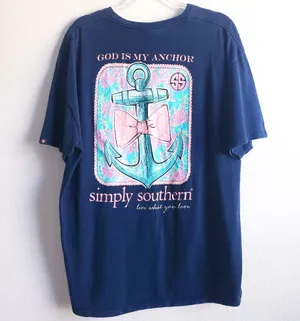 Simply Southern Anchor Faith Short Sleeve T-Shirt Top thumbnail 1