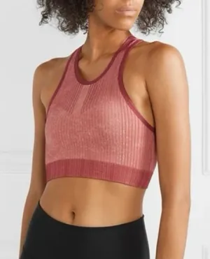 Nike City Ready Dri-fit Jacquard-Knit Sports Bra Women's Size XS Peach thumbnail 1