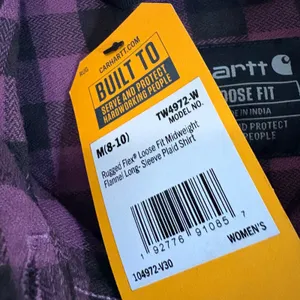 Carhartt Rugged Flex Womens Plaid Flannel Shirt Loose Fit Purple Medium M‎ thumbnail 5