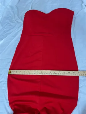 Miss Ord Red Strapless Mermaid Formal Gown Maxi Dress Slit Train - NWT Size S thumbnail 11