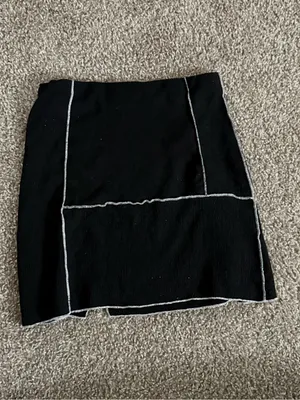 UO Willow Patchwork Mini Skirt Sz XS Black Contrast Stitch Mini Skirt High Rise thumbnail 6