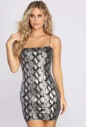 Windsor Glitter Snake Skin Cocktail Dress thumbnail 1