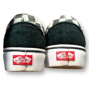 Vans Old Skool Platform Checkerboard Black White Suede Sneakers Woe 8.5 Classic thumbnail 5