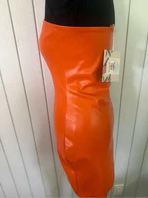 Strapless Orange Bodycon Dress Size 4 thumbnail 4