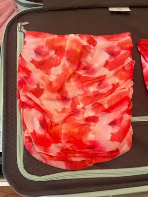 SHEIN Floral Set Top & Skirt Red Orange thumbnail 3