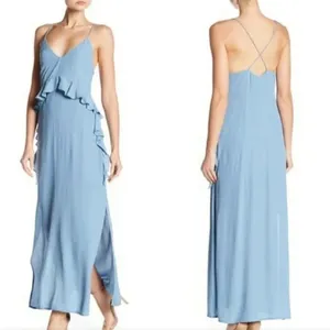 Elliatt rapture ruffle dress blue size small‎ criss cross back midi thumbnail 2