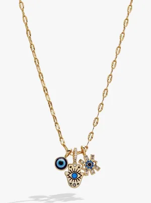 ALEX AND ANI Evil Eye Triple Charm Necklace thumbnail 1